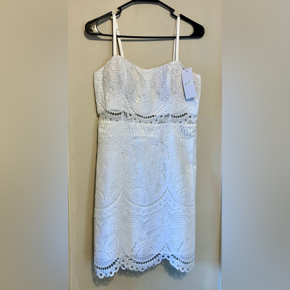 Lilly Pulitzer Risette Lace Dress Resort White Palms In Paradise Lace size 2 NEW
